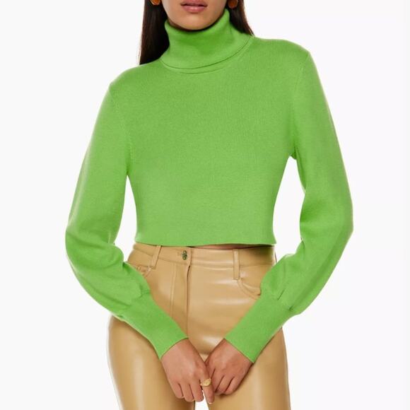 WILFRED x ARITZIA Rebecca Turtleneck Sweater Merino Wool Cucamelon Green {E41} - Picture 3 of 4